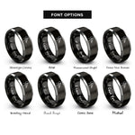 font options for inside engraving on black & grey pelican rings