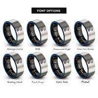 font options for inside engraving on black & blue & gray pelican rope rings