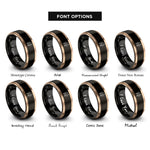 font options for inside engraving on black & rose gold pellet smoker rings