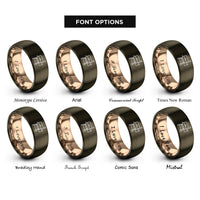 font options for inside engraving on gunmetal & rose gold pellet smoker rings