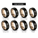 font options for inside engraving on black & rose gold pembroke welsh corgi rings