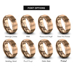 font options for inside engraving on rose gold pembroke welsh corgi rings