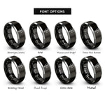 font options for inside engraving on black & gray pen tool icon rings