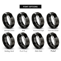 font options for inside engraving on black & gray pen tool icon rings