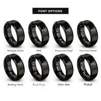 font options for inside engraving on black pen tool icon rings