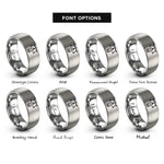font options for inside engraving on silver pen tool icon rings