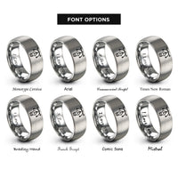 font options for inside engraving on silver pen tool icon rings