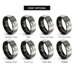font options for inside engraving on black & gray penalty flag whistle rings