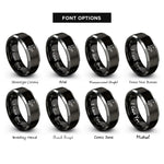 font options for inside engraving on black & gray penalty flag whistle rings