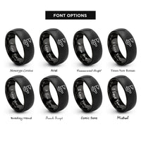 font options for inside engraving on black penalty flag whistle rings