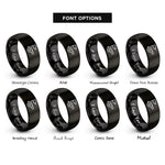 font options for inside engraving on black penalty flag whistle rings