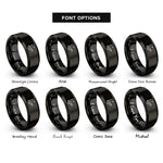 font options for inside engraving on black penalty flag whistle rings