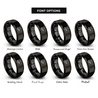 font options for inside engraving on black penalty flag whistle rings
