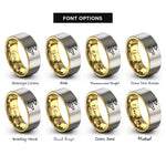font options for inside engraving on gold & silver penalty flag whistle rings
