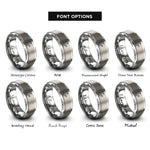 font options for inside engraving on grey penalty flag whistle rings