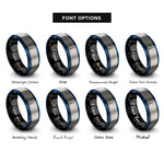 font options for inside engraving on black & blue & grey pendulum rings