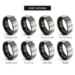 font options for inside engraving on black & silver pendulum rings