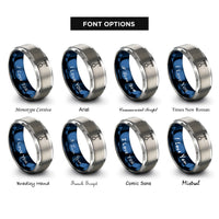 font options for inside engraving on blue & grey pendulum rings