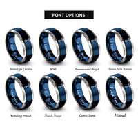 font options for inside engraving on blue & gray pendulum rings