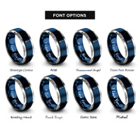 font options for inside engraving on blue & grey pendulum rings