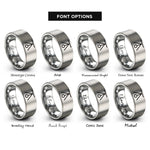 font options for inside engraving on grey pendulum rings