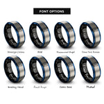 font options for inside engraving on black & blue & gray penguin rings