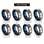 font options for inside engraving on black & blue & gray penguin rings