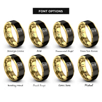font options for inside engraving on black & gold penguin rings