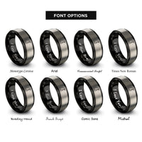 font options for inside engraving on black & silver penguin rings