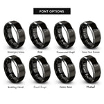font options for inside engraving on black & silver penguin rings