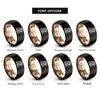 font options for inside engraving on black & rose gold penguin rings