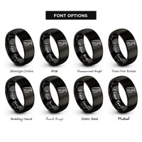 font options for inside engraving on black penguin rings