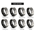 font options for inside engraving on black & gray penguin chick rings