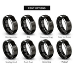 font options for inside engraving on black & gray penguin chick rings