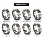 font options for inside engraving on grey penguin chick rings