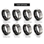 font options for inside engraving on black & grey penguin family chick rings