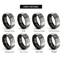 font options for inside engraving on black & grey penguin family chick rings