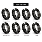 font options for inside engraving on black & silver penguin family chick rings