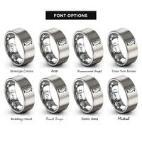 font options for inside engraving on grey penguin rings