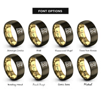 font options for inside engraving on gunmetal & gold penguin rings