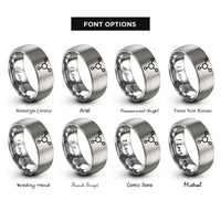 font options for inside engraving on grey penicillin core rings