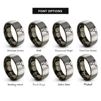 font options for inside engraving on gunmetal & silver penicillin core rings