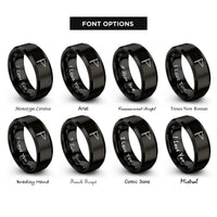 font options for inside engraving on black pennant flag rings