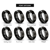 font options for inside engraving on black & gray penrose kite dart rings