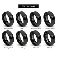 font options for inside engraving on black penrose kite dart rings