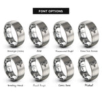 font options for inside engraving on silver penrose kite dart rings