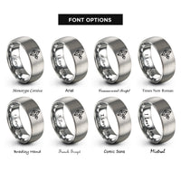 font options for inside engraving on silver penrose kite dart rings