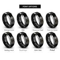 font options for inside engraving on black & gray penrose rhombs rings