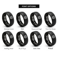 font options for inside engraving on black penrose rhombs rings