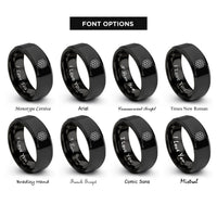 font options for inside engraving on black penrose rhombus tiling rings